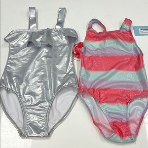 Silver and Pink One Piece Swimwear with Shimmer